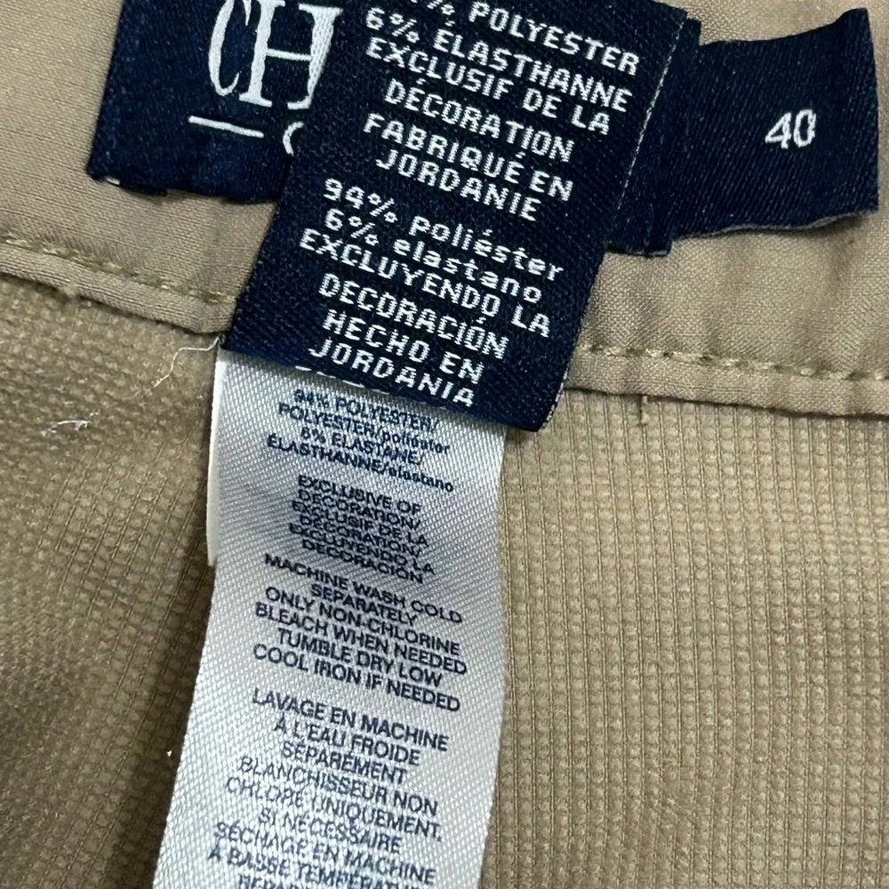 Chaps Shorts Golf Mens Khaki Stretch Zip Pockets Flat Front Cargo Sz 40